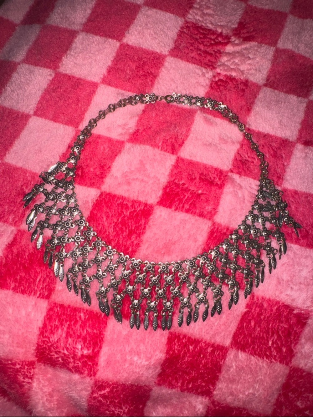Silver-Tone Fringe Statement Necklace and Earrings